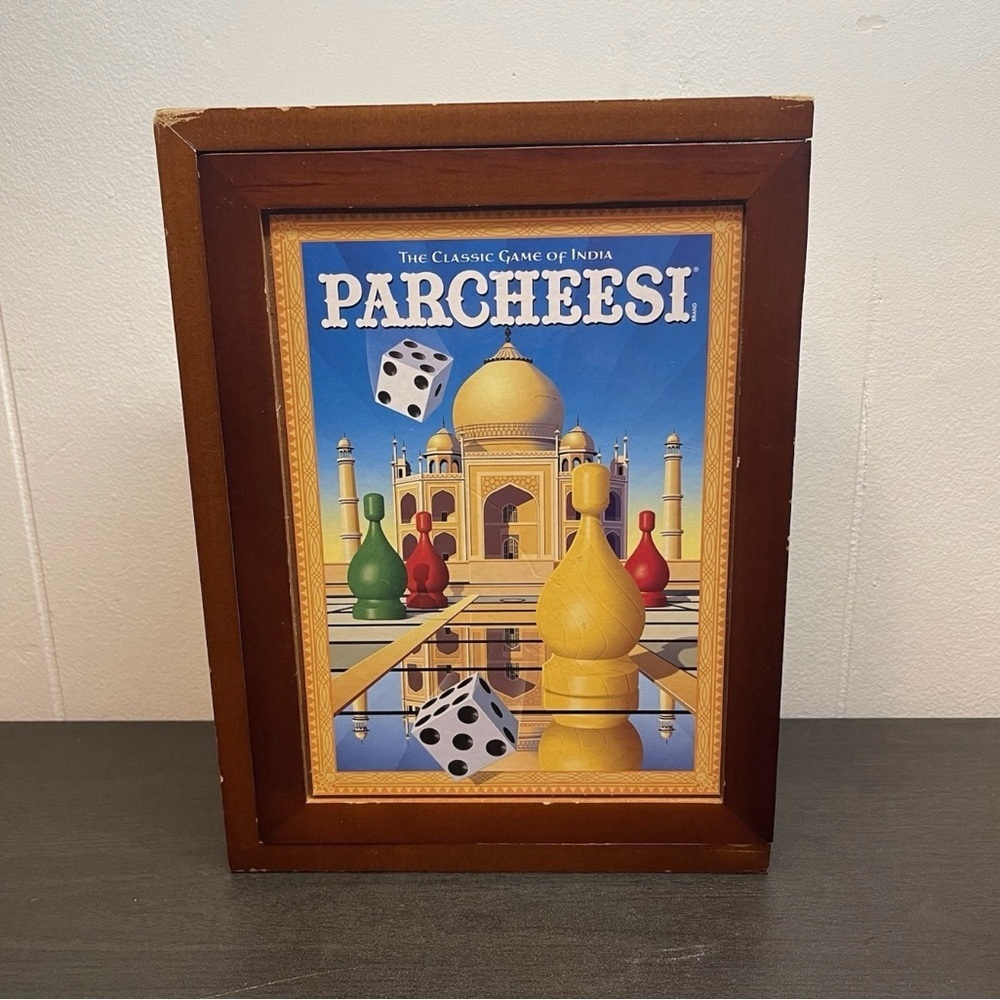 MB Parcheesi Game Vintage Collection Wood Bookshelf Open Box Sealed Contents